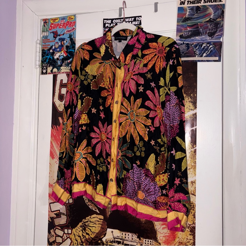 Cynthia Rowley Floral Button Long Sleeve Down